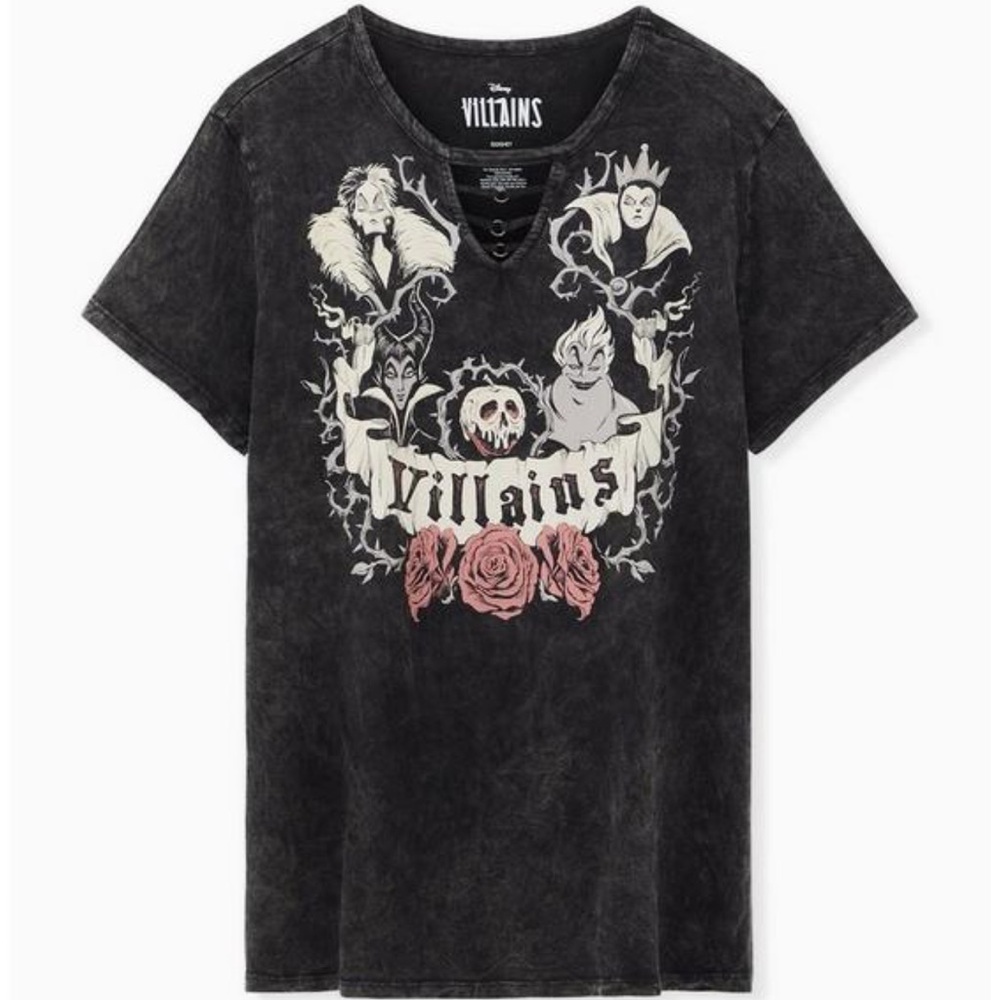 Torrid Disney Villains Black Mineral Wash O-ring Top